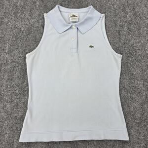 Lacoste Polo Tank Top Womens 36 Blue Sleeveless Stretch Pique Knit France Casual